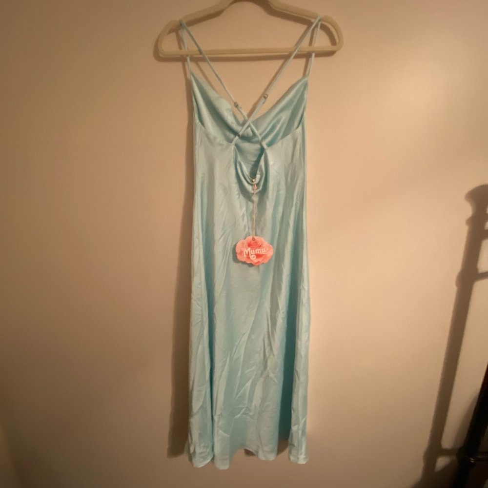 Verona Cowl Dress in Mint Luxe Satin - Picture 3 of 3